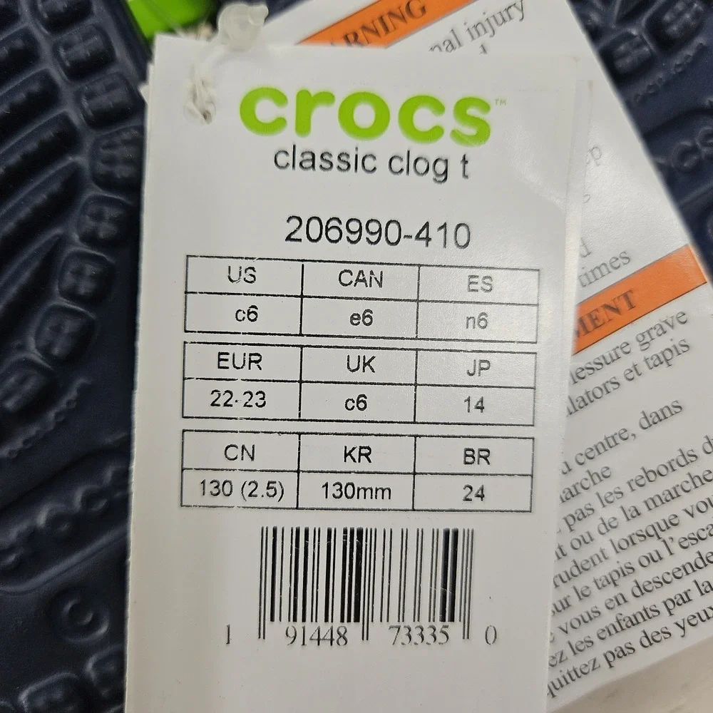 Crocs Classic Clog Navy Blue Toddler Size C6 Sandal Shoes 206990-410